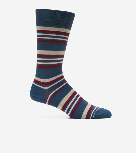 Men's Striped Dress Crew Socks in Blue | Cole Haan