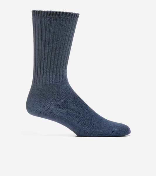 Men's Solid Marl Casual Crew Socks in Blue | Cole Haan