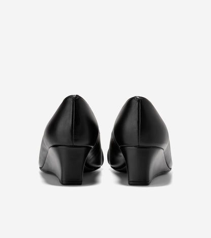 Women's Go-To Malta Peep Toe Bow Wedges in Black | Cole Haan