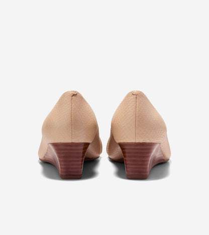 Women's Go-To Malta Peep Toe Bow Wedges in Beige | Cole Haan