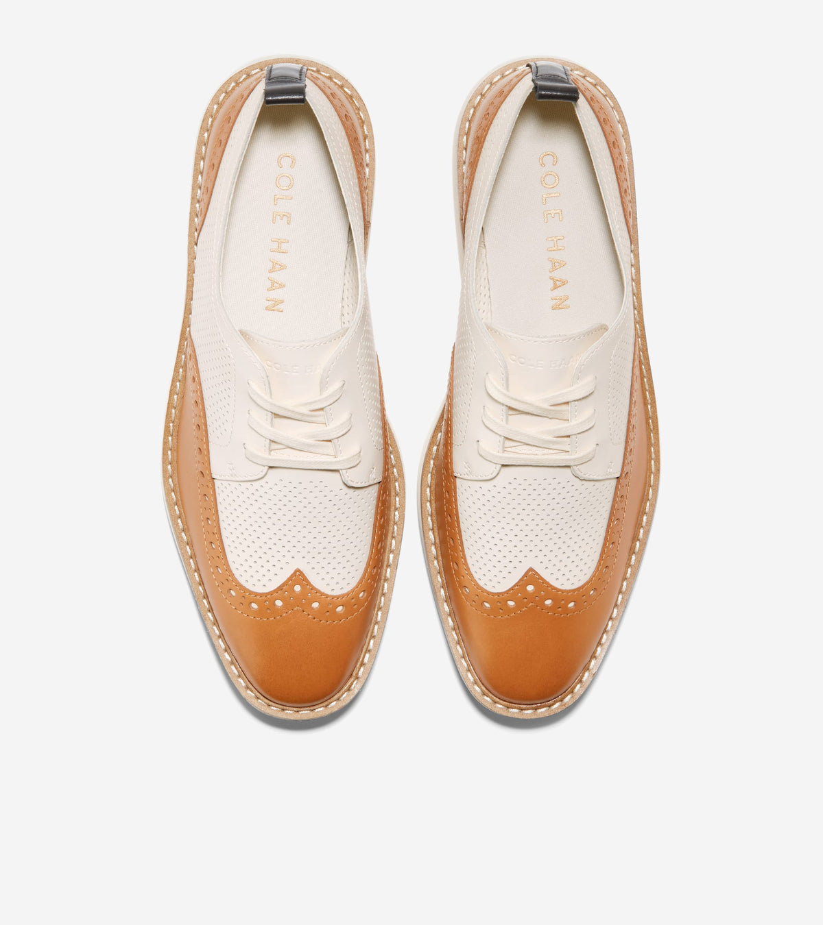 Women's ØriginalGrand Platform Wingtip Oxfords in White, brown | Cole Haan