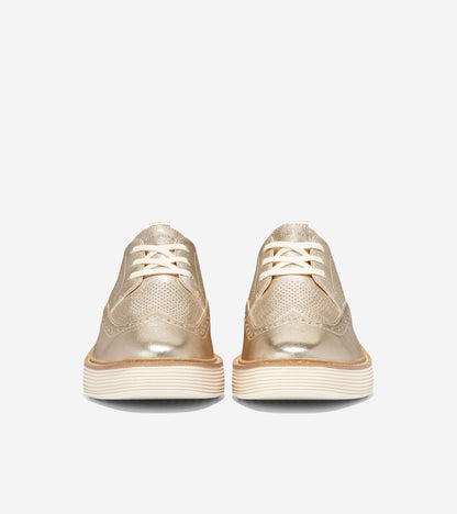 Women's ØriginalGrand Platform Wingtip Oxfords in Gold | Cole Haan