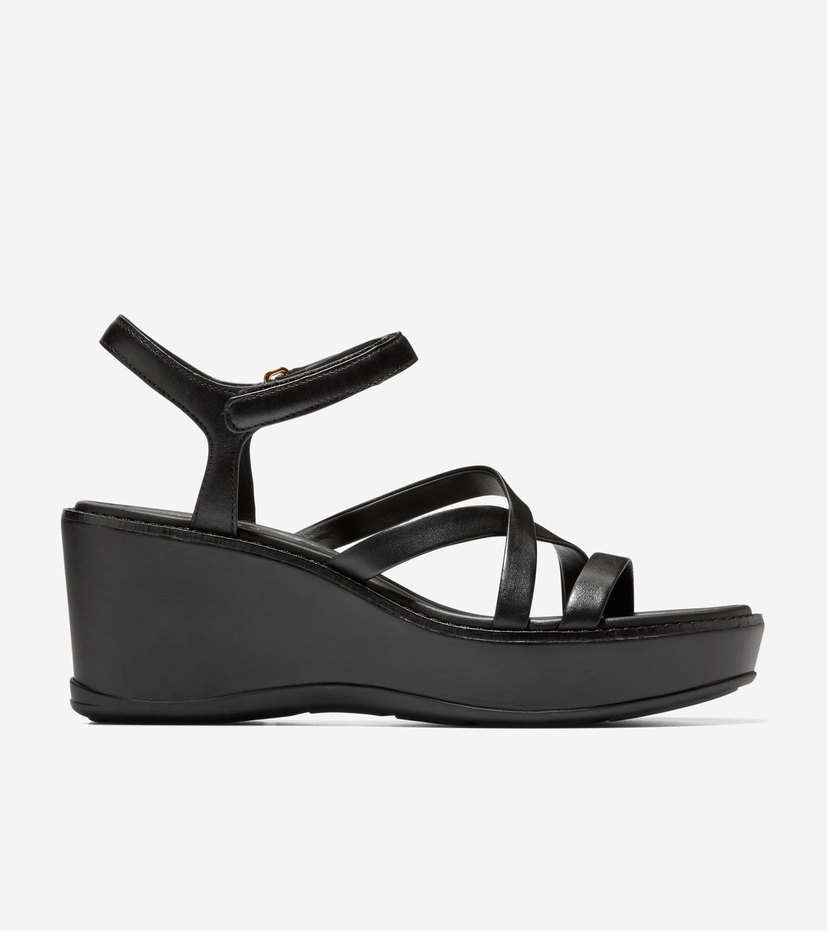 Women's Grand Ambition Azzura Strappy Wedge Sandal in Black | Cole Haan