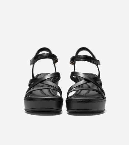 Women's Grand Ambition Azzura Strappy Wedge Sandal in Black | Cole Haan