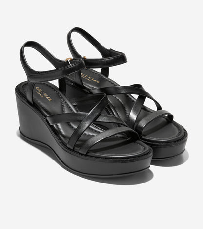 Women's Grand Ambition Azzura Strappy Wedge Sandal in Black | Cole Haan