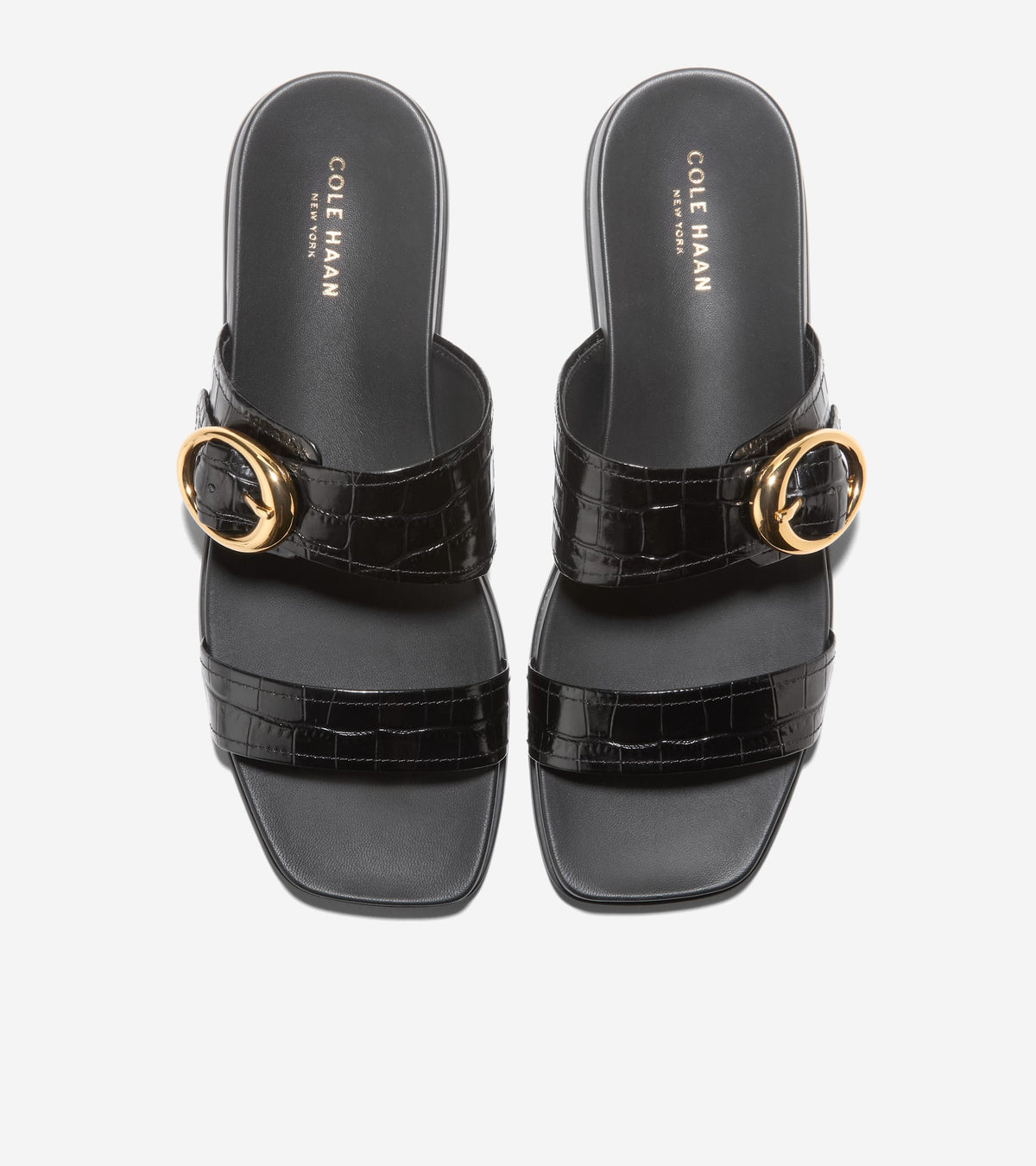 Women's Oaklynn Double Band Footbed Sandals in Black | Cole Haan