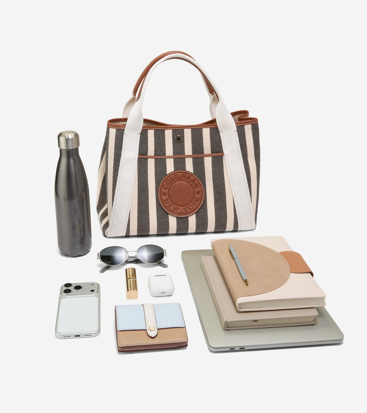 Women's Amagansett Canvas Tote Bag in Black, beige | Cole Haan