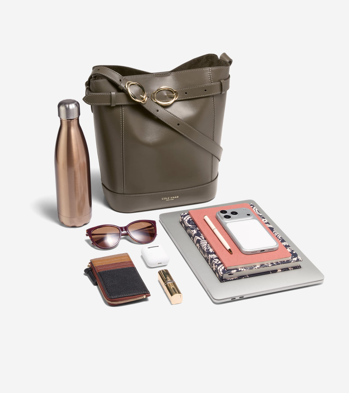 Women's Alexandria Bucket Bag in Green | Cole Haan