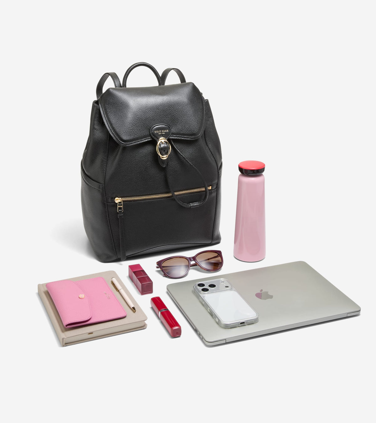 Women's Alexandria Flap Medium Backpack in Black | Cole Haan