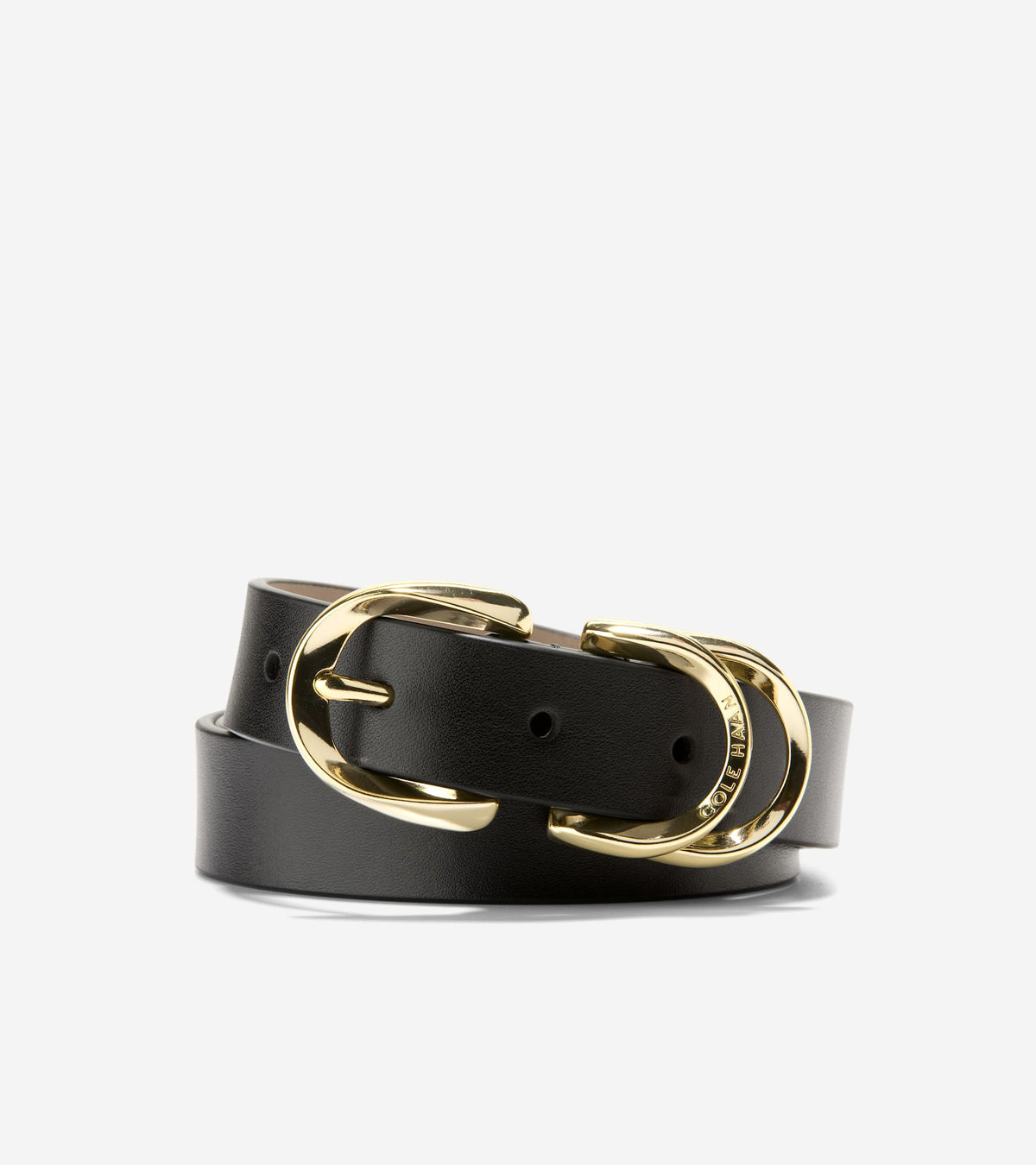Women's 25MM Slim Double Loop Belt in Black | Cole Haan
