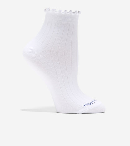 Women's 2-Pair Ruffle Quarter Ankle Socks in White | Cole Haan