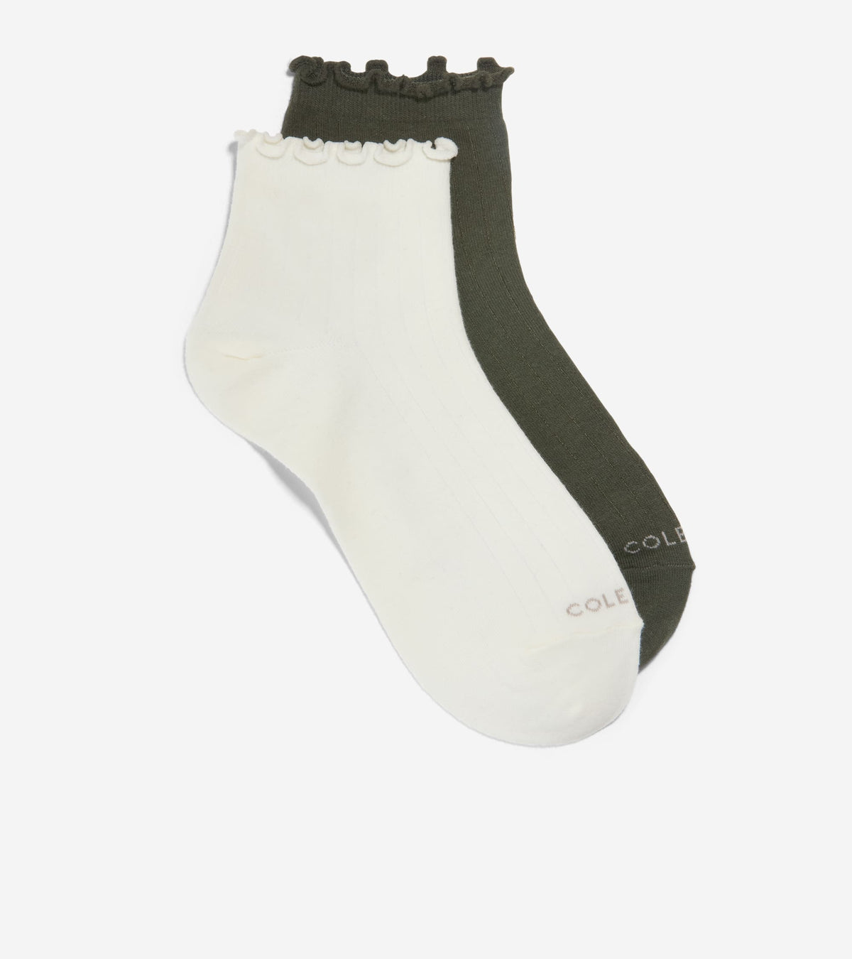 Women's 2-Pair Ruffle Quarter Socks in Green | Cole Haan