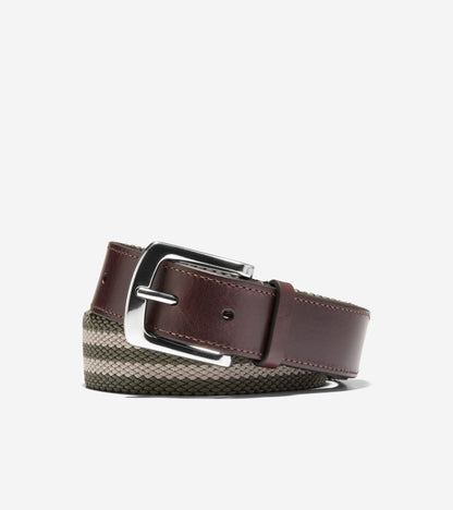 Men's 35MM Striped Canvas Stretch Belt in Brown | Cole Haan