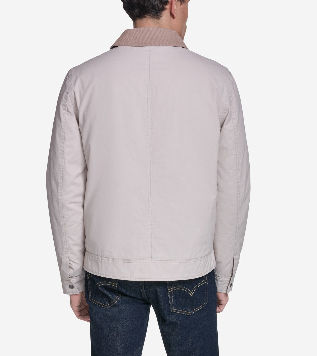 Men's Coated Cotton Trucker Jacket with Corduroy in Beige | Cole Haan