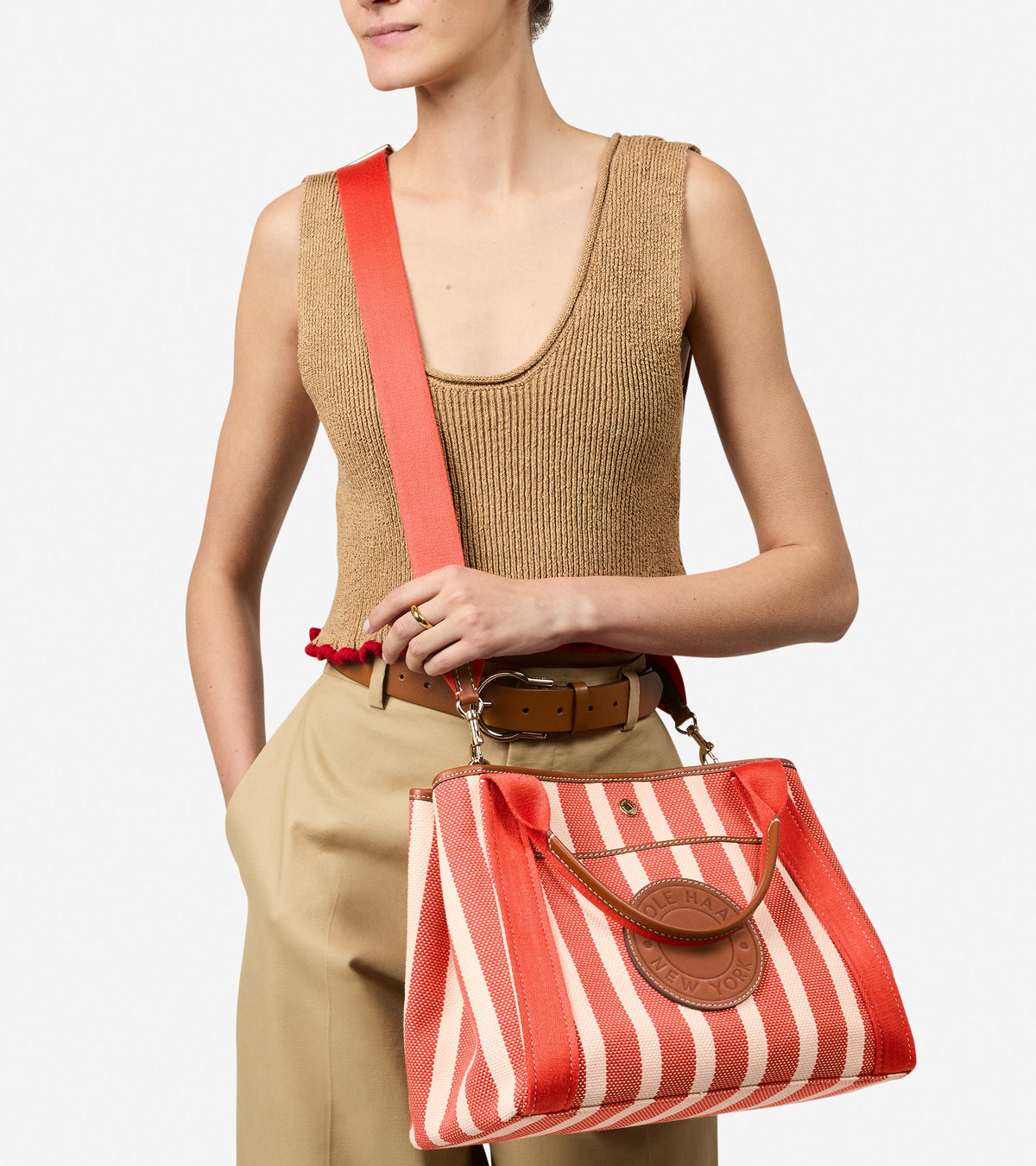 Women's Amagansett Canvas Tote Bag in Red | Cole Haan