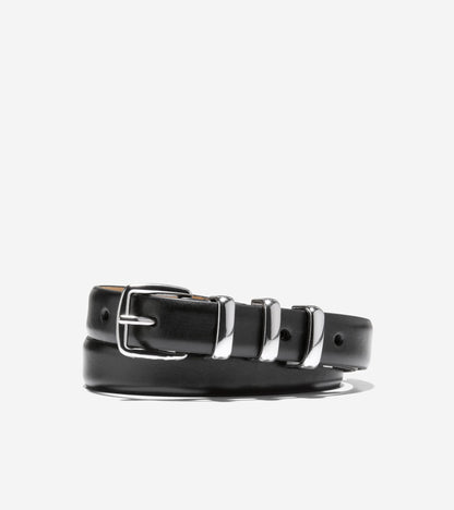 Women's 20MM Harness Belt with Feather Edge in Black | Cole Haan