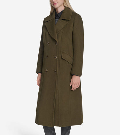 Women's Serge Twill Wool Coat in Green | Cole Haan