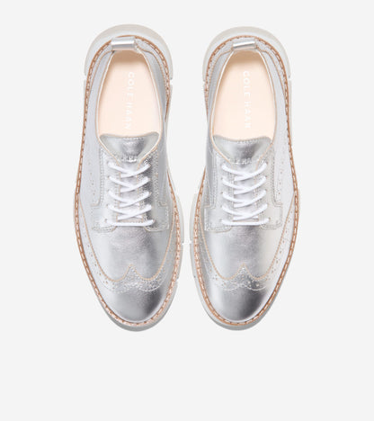Women's ZERØGRAND Rella Wingtip Oxfords in Silver | Cole Haan