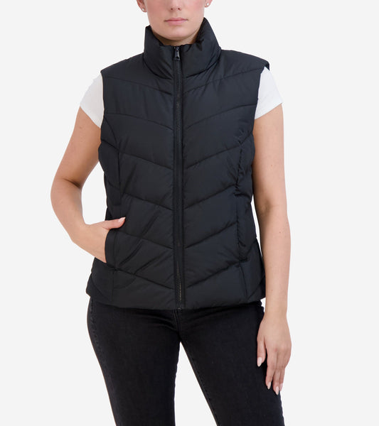 Women's Chevron Zip Front Vest in Black | Cole Haan