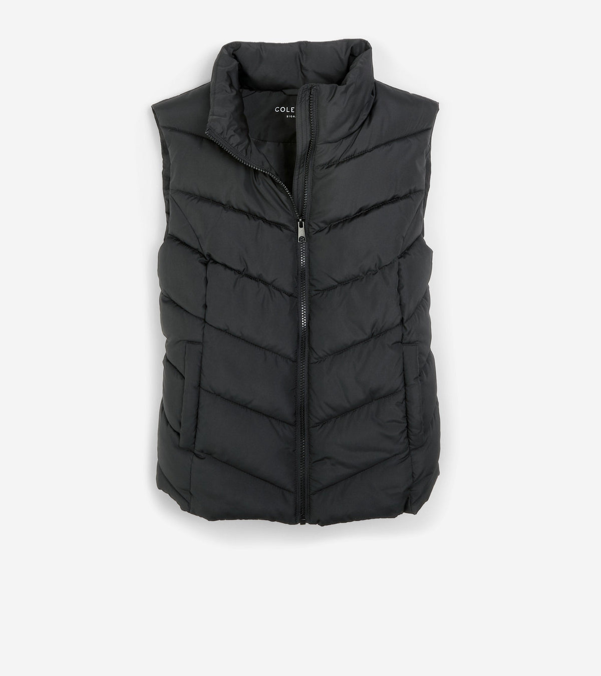 Women's Chevron Zip Front Vest in Black | Cole Haan