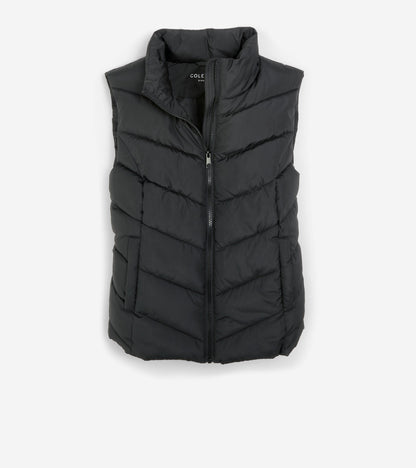 Women's Chevron Zip Front Vest in Black | Cole Haan