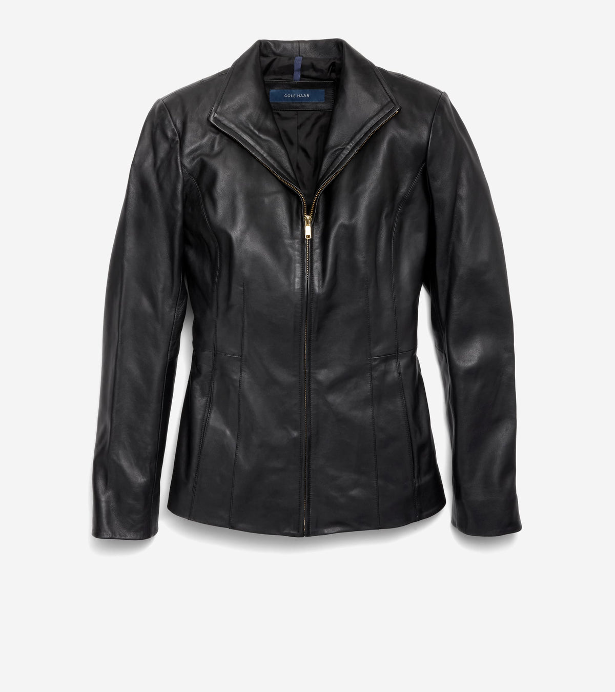 Women's Wing Collar Leather Jacket in Black | Cole Haan