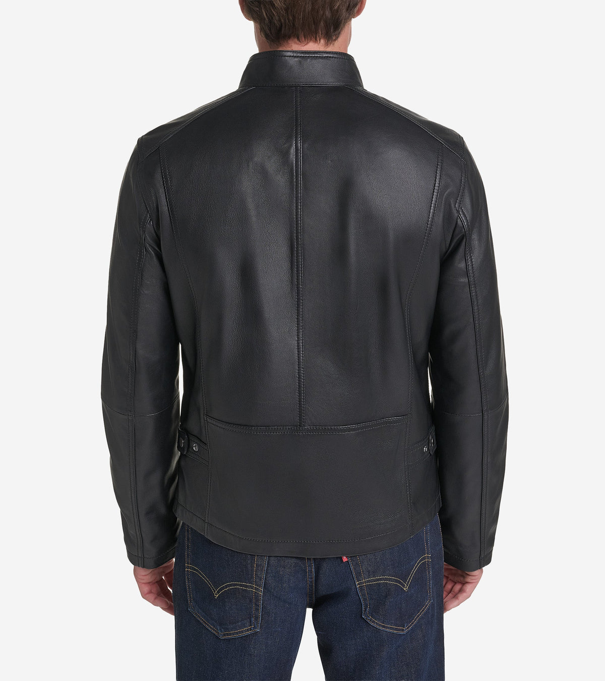 Men's Smooth Leather Racer Jacket in Black | Cole Haan